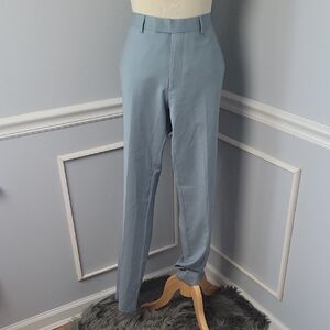 SANDRO Blue Gray 100% Virgin Wool Flat Front Straight Leg Dress Career Pants 42